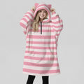 Cute Psycho Fleece Ears Hoodie Blanket