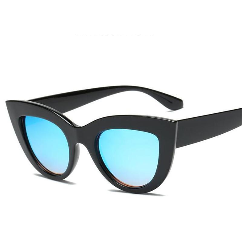 Vintage Retro Cat Eye Women Sunglasses Tinted Color Lens Men Vintage Shaped Sun Glasses Female Eyewear Blue Sunglasses Brand Designer