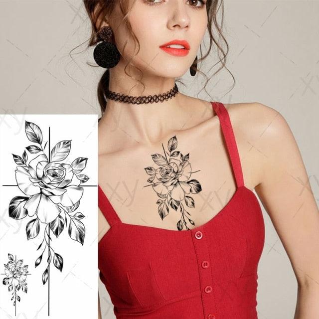 3D Butterfly Waterproof Temporary Tattoo Sticker Snake Flowers Elegant Small Popular Tattoo For Womens Mens