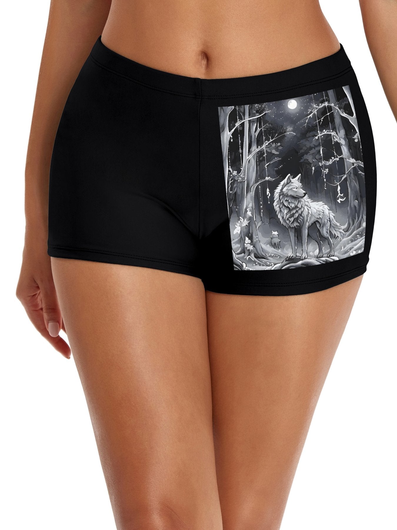 Ethereal Wolf in the Moonlight Boxer Brief Boyshorts for Women (Made in USA)
