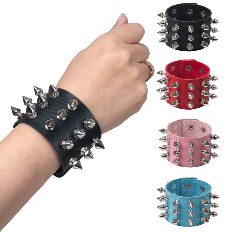 Deathspike Cuff Leather Bracelet