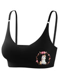 Baby Unicorn with Pink Roses Seamless Bra for Women (Front Printing)