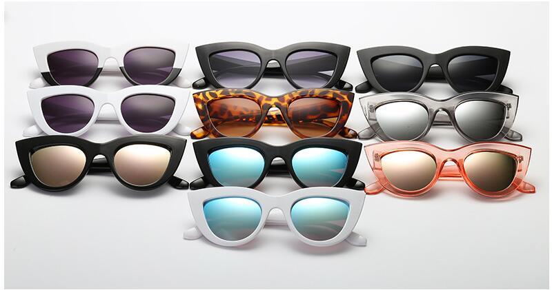 Vintage Retro Cat Eye Women Sunglasses Tinted Color Lens Men Vintage Shaped Sun Glasses Female Eyewear Blue Sunglasses Brand Designer