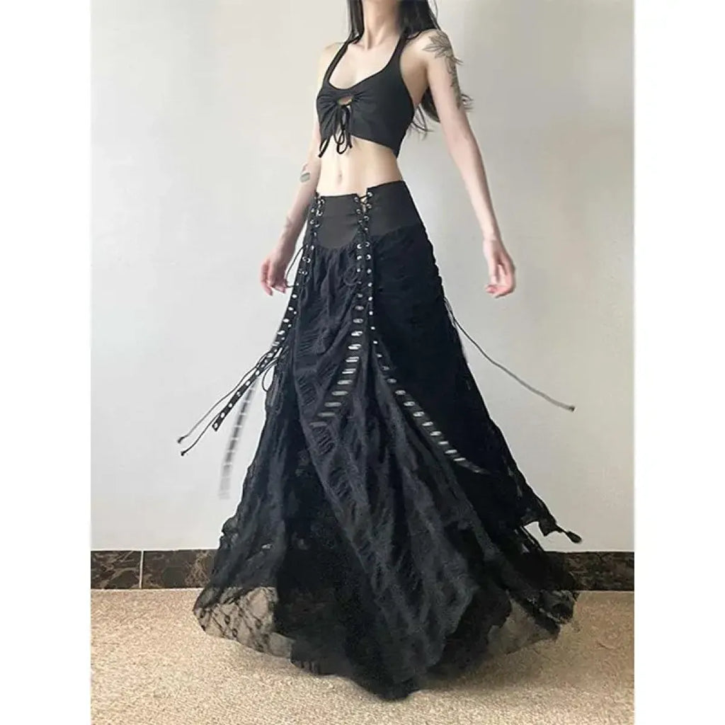 Harajuku Lace Bow A-Line Skirt