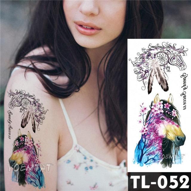 New Colorful And Black Womens Tattoo Temporary Flower Waterproof Elegant Modern Tattoo Realistic Design